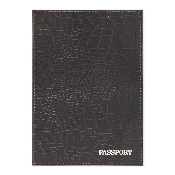 Обложка д/паспорта "Passport. Крокодил" нат. кожа, серый ОП-5437 Миленд