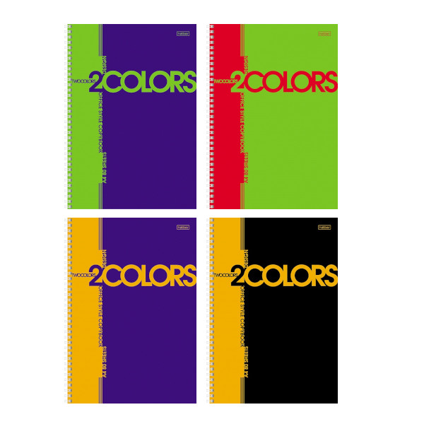 Тетрадь 80л А4 клетка/гребень "2Colors" картон, ассорти, перф. 80Т4В1гр Hatber