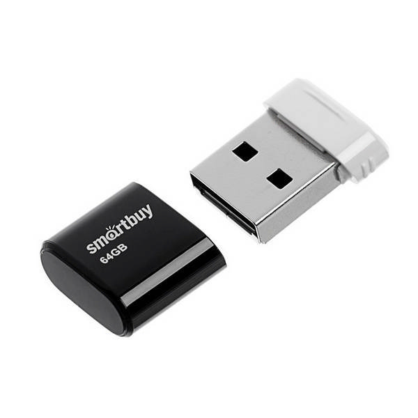 Память Flash Drive 64Gb USB 2.0 Smartbuy LARA black SB64GBLARA-K