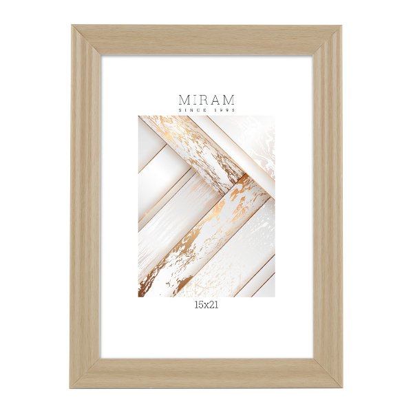Фоторамка 15*21 пластик, багет 20мм, светлое дерево, вставка пластик, ножка 640245-6 МИРАМ
