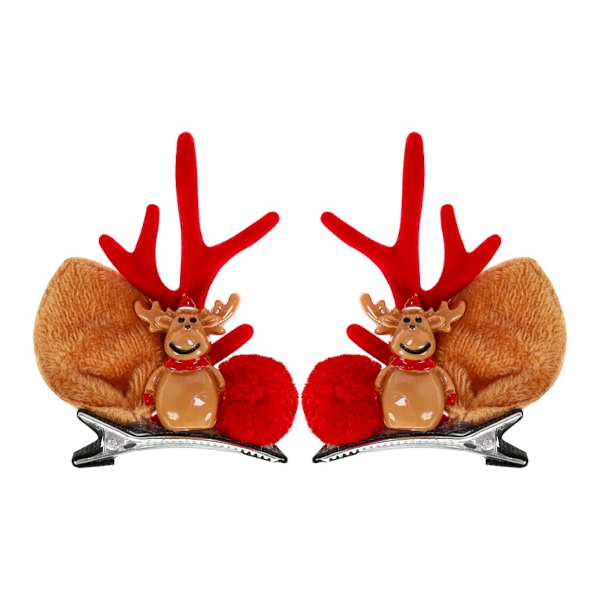 Заколки для волос "Новогодний олень" 2шт, 8*5см НУ-1936 Миленд