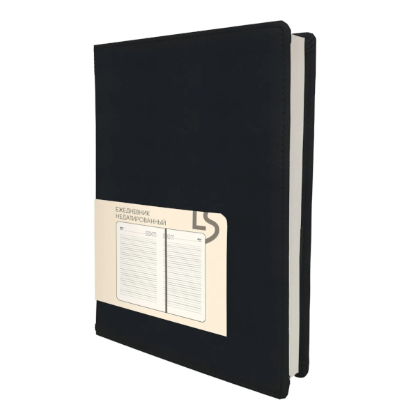 Ежедневник А5 не дат Listoff "Maple. Black" тв. обл., иск.кожа, сшивка ЕКМ52613601
