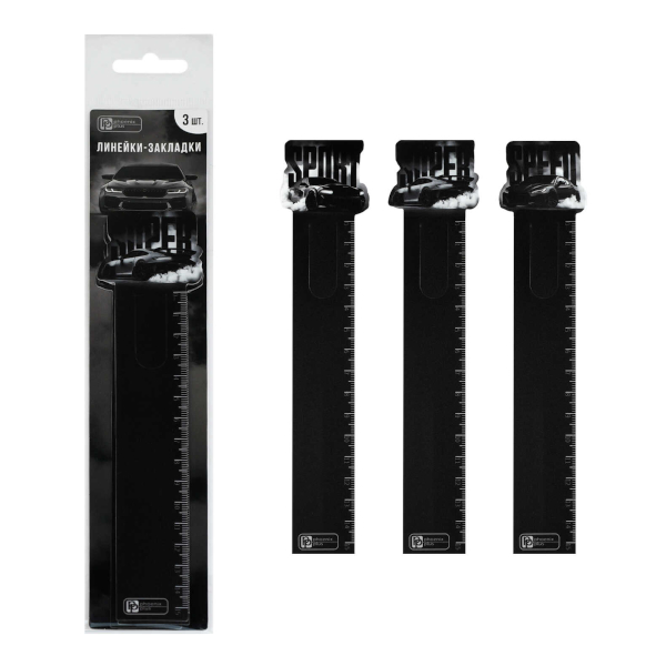 Набор линеек-закладок 15см, пластик, ассорти (3шт) "Форсаж" 72672 Феникс+