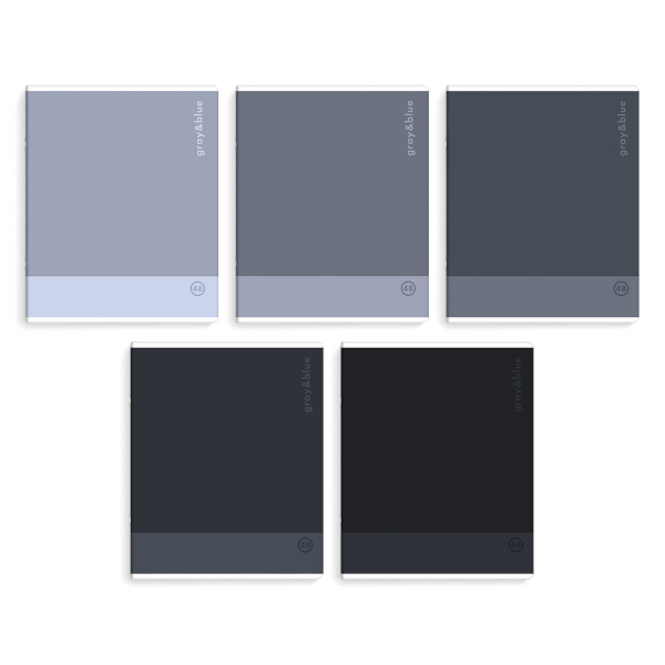 Тетрадь 48л А5+ клетка "Оттенки серого" картон, ассорти 70935 Феникс+