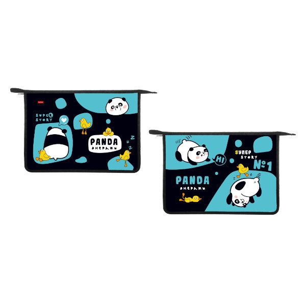 Папка для тетрадей А4 1отд., пластик, молния "Панда энерджи" AMc_03034 Hatber