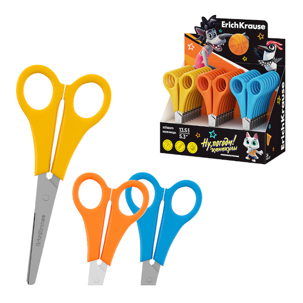 Ножницы 13,5см Erich Krause "Ну, Погоди! Каникулы" пластик, ассорти 62643