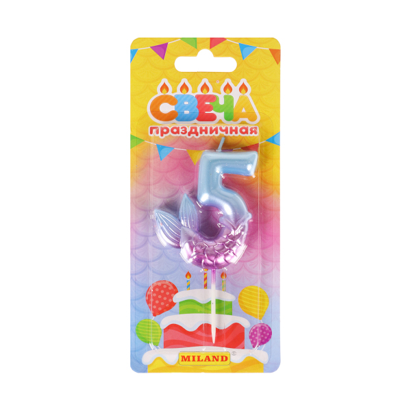 Свеча для торта "Цифра 5. Русалка" фиолетовая, С-7233 Миленд