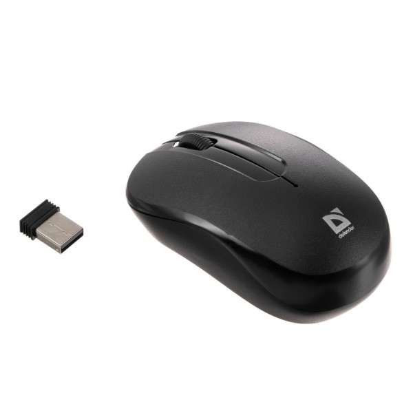 Мышь Defender Hit, 1600dpi, USB, 2*ААА, беспроводная, черная MM-495