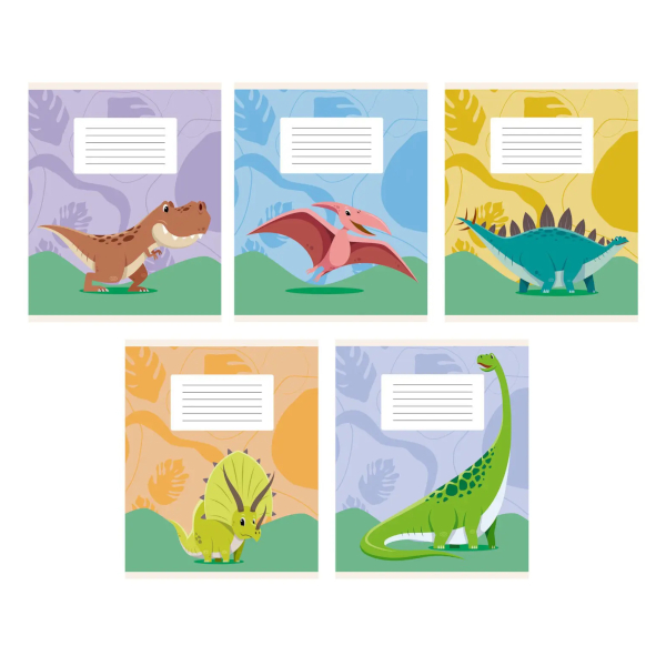 Тетрадь 12л А5 клетка "Динозаврики (Универсальная плашка)" картон, ассорти ТК128278 Listoff