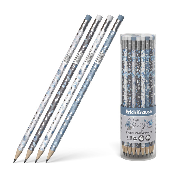 Карандаш ч/гр HB, дерево, 3-гран., ластик, ассорти "Frozen Beauty" 55263 Erich Krause