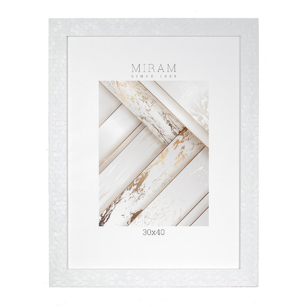 Фоторамка 30*40 пластик, багет 30мм, белый, вставка пластик 651660-15 МИРАМ