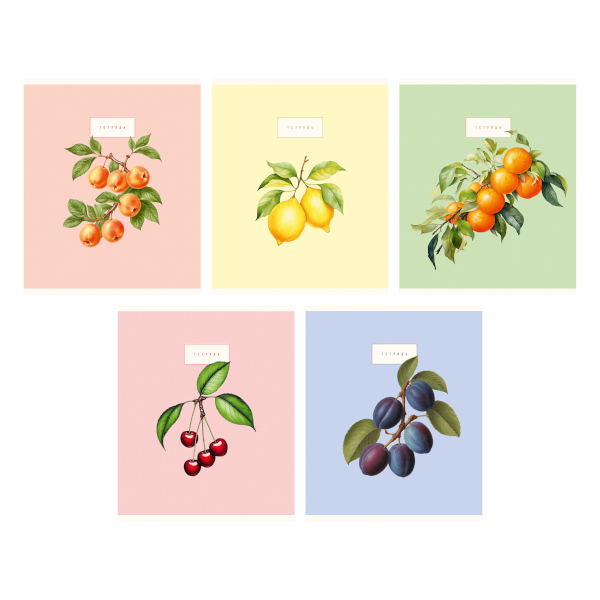 Тетрадь 48л А5 клетка "Сочные фрукты и ягоды" картон, ассорти ТК489110 Listoff