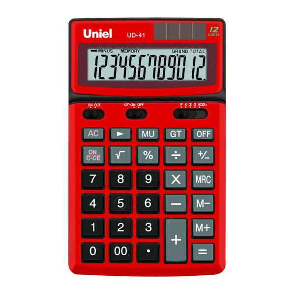 Калькулятор Uniel UD-41R (красный) настольный 12р