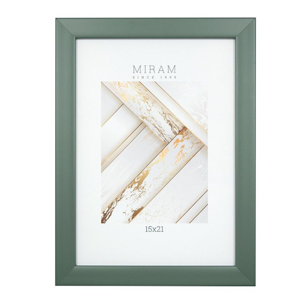 Фоторамка 15*21 пластик, багет 18мм, зеленый, вставка пластик, ножка 641890-6 МИРАМ