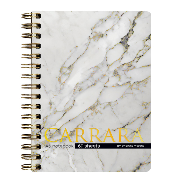Блокнот А6 60л "Carrara" клетка, гребень, тв.обл., картон, рис 7-60-005/13 Bruno Visconti