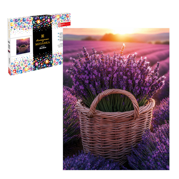 Алмазная мозаика Феникс+ 30*40см "Корзина с лавандой" 70844