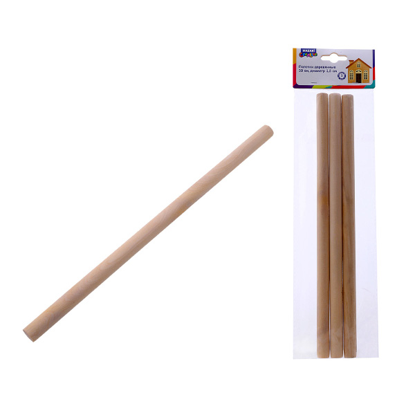 Палочки деревянные MAZARI круглые, 30см, d=1,5см (3шт) M-10002
