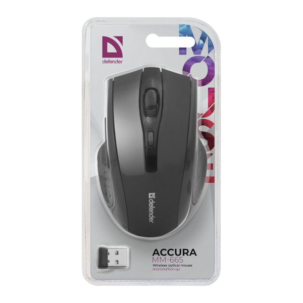 Мышь Defender "Accura" 1600dpi, USB, беспроводная, черная MM-665