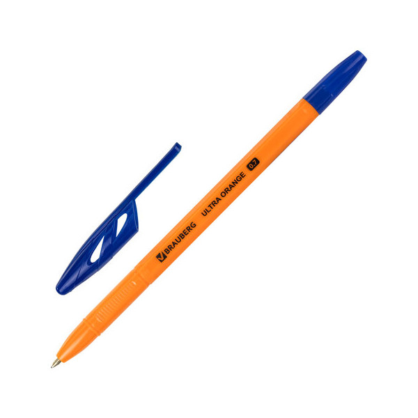 Ручка шар. 0,7мм, синий, оранжевый корп. "ULTRA ORANGE" 143562 Brauberg