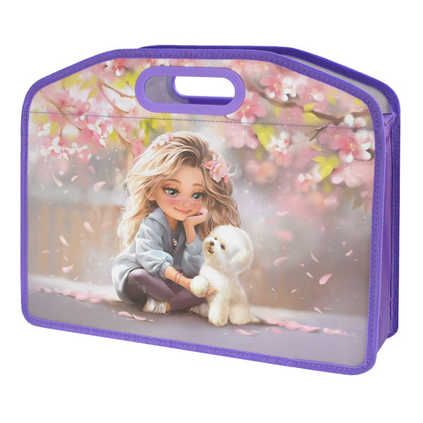 Папка с ручками А4 1отд., пластик, молния "Блондинка с собачкой" 69280 Феникс+