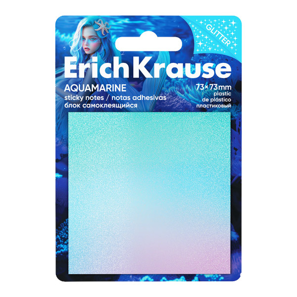 Липкий блок пластик Erich Krause "Аквамарин" 73*73мм, 20л 65169