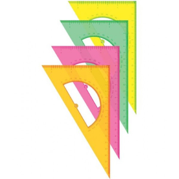 Треугольник 30/60град, 16см, пластик, тонир. ассорти, транспортир "Neon Cristal" ТК01/ТК010 СТАММ