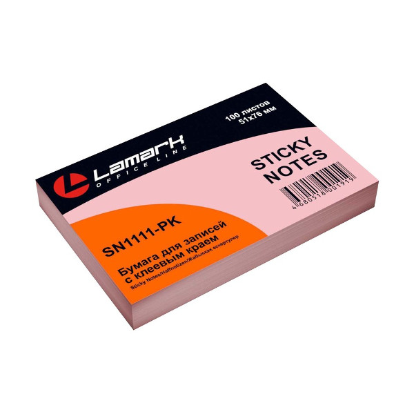 Липкий блок Lamark 51*76мм 100л розовая пастель SN1111-PK