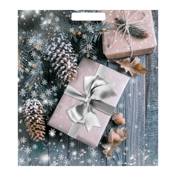 Пакет полиэтиленовый 45*38см "Новогодние подарки" 60мкм, вырубная ручка н00223879 Миленд