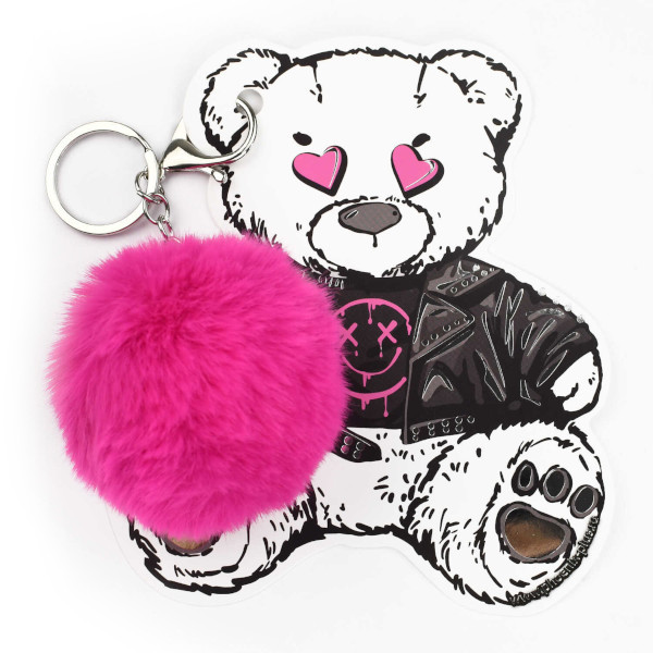 Брелок "Плюшевый мишка" 6*6см, иск.мех, кольцо/карабин, розовый 70871 Феникс+