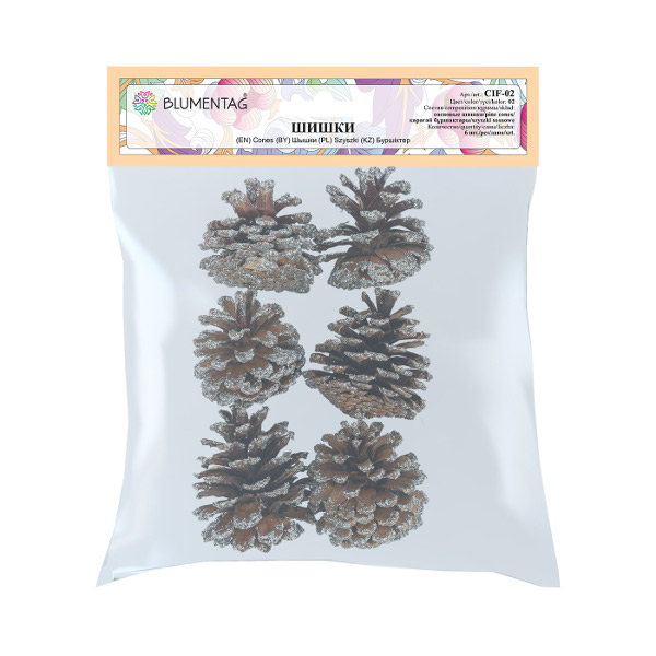 Шишки сосна "Blumentag" 6шт серебро CIF-02