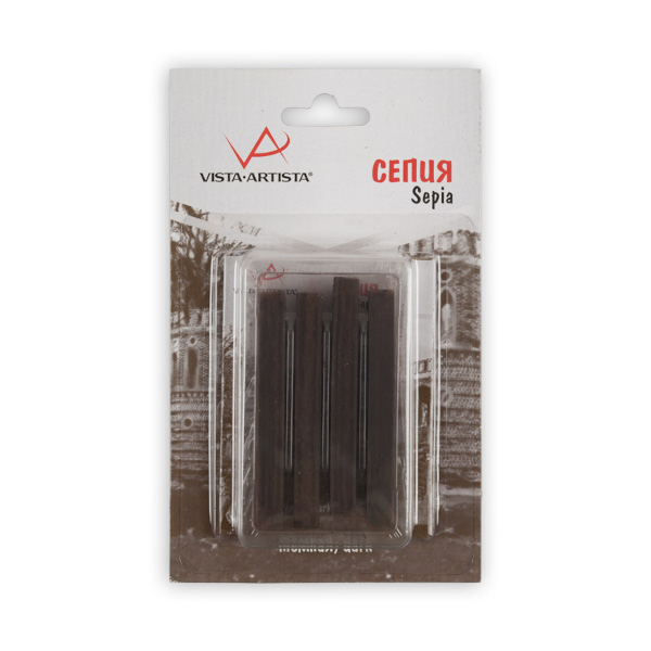 Сепия темная, набор квадратных мелков, 4шт VASS Vista-Artista