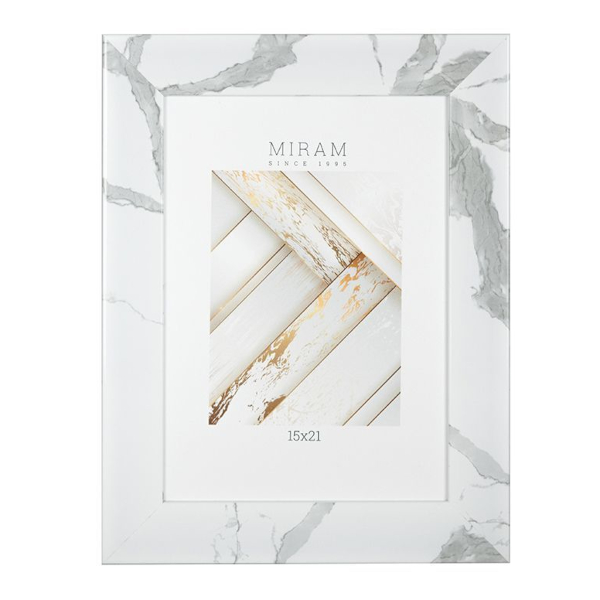 Фоторамка 15*21 пластик, багет 30мм, мрамор, вставка пластик, ножка 651675-6 МИРАМ