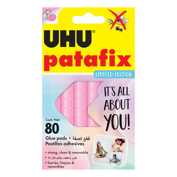 Держатель UHU Patafic легкоудаляемый, розовые  80шт 34445