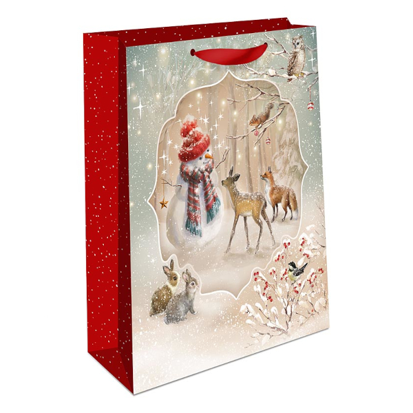 Пакет бумажный 32*26*12см "Снеговик и звери" 1595.156 Арт Дизайн
