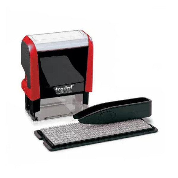 Штамп 3-стр. самонаборный 38 * 14мм Trodat 4911 красный 1 касса букв 6005