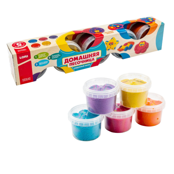 Набор для творчества Lori "Радужный песок" 5цв*140гр, ассорти Пт-015