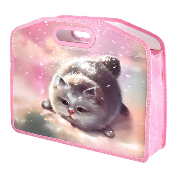 Папка с ручками А4 1отд., пластик, молния "Кот" 66308 Феникс+