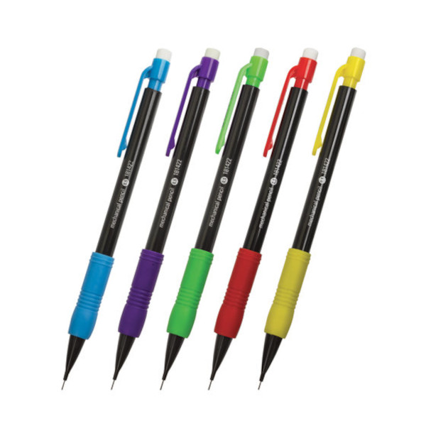 Карандаш механический 0,5мм НВ, пластик. корп., черн., ассорти, ластик "College MP-422" 181422 Staff