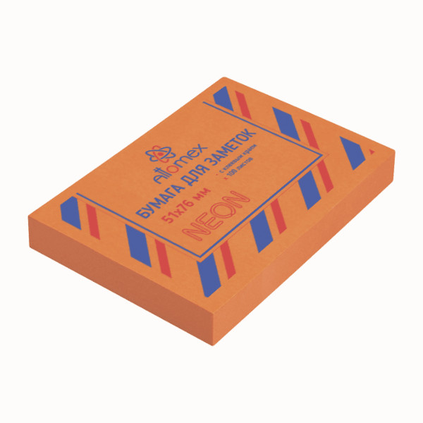 Липкий блок Attomex 51*76мм, 100л., неон оранжевый 2010906