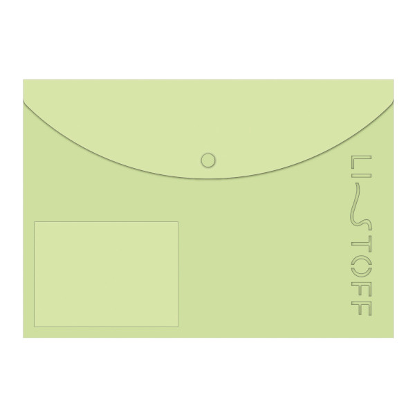 Папка-конверт на кнопке А5, 1отд., 180мкм, салатовый, 2 наклад.карм. "Style 2" ПКП50295 Listoff