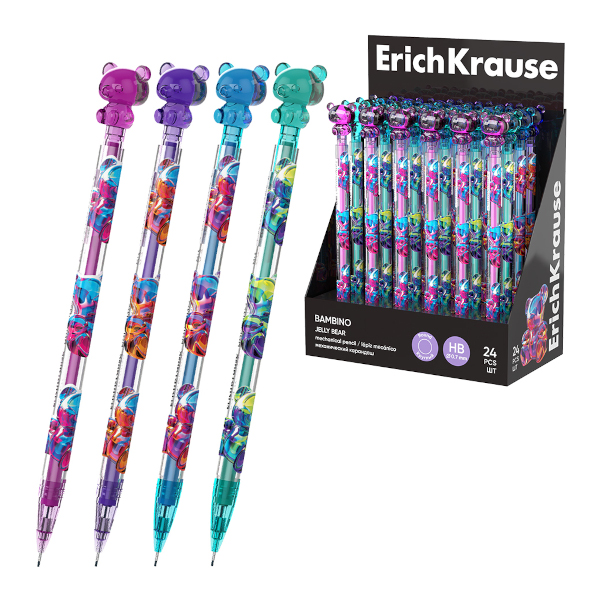 Карандаш механический 0,7мм HB, пластик. корп., ассорти "Bambino Jelly Bear" 63588 Erich Kraus