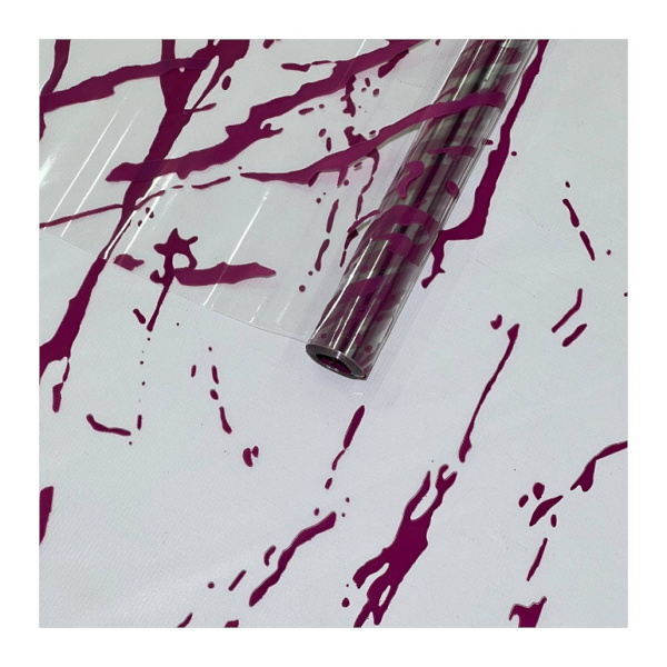 Пленка упаковочная 70*750см, рулон, прозрач. с рис. "Мрамор" фуксия 860294 Миленд