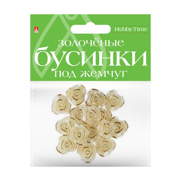 Бусины фигурные "Розочки" под жемчуг, 21мм золоч. 2-579/01 Hobby Time