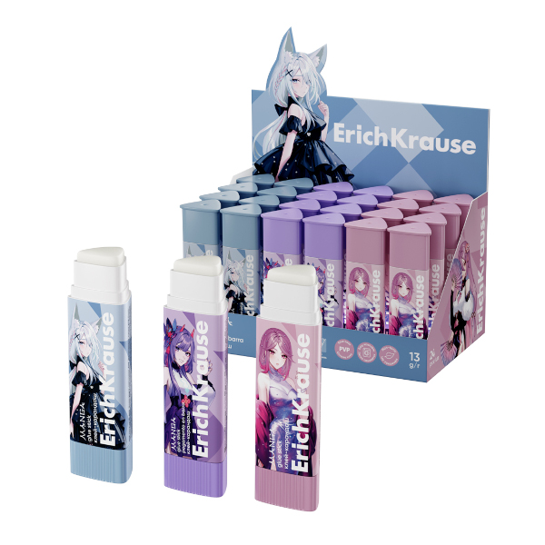 Клей-карандаш 13г, ПВП, ассорти "Prism Manga" 60497 Erich Krause