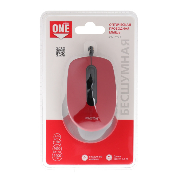 Мышь игровая SmartBuy ONE, 2400dpi, USB, проводная, красная SBM-265-R