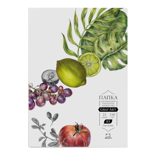 Папка для сухих техник А3 25л 150г/м2 "Graf'Art" черная 402315 Малевичъ