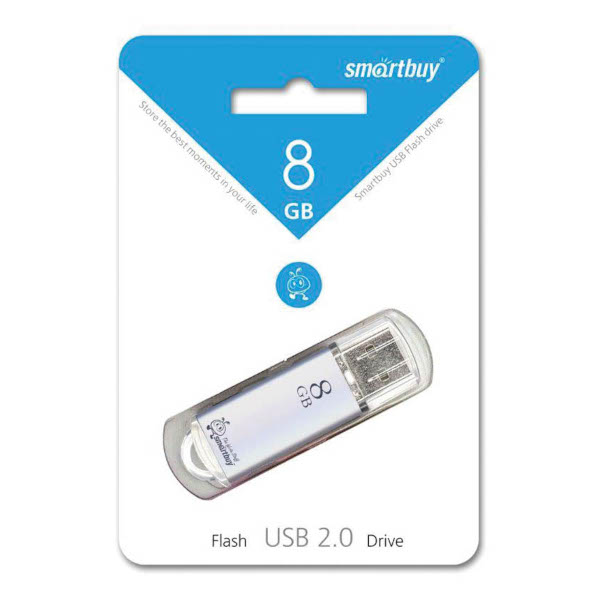 Память Flash Drive 8GB USB 2.0 Smartbuy V-Cut серебро 