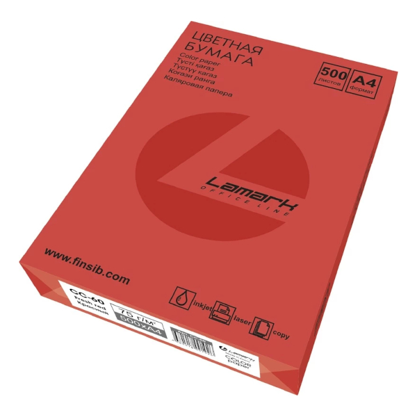 Бумага А4 75г/500л красный интенсив CC-60 Lamark