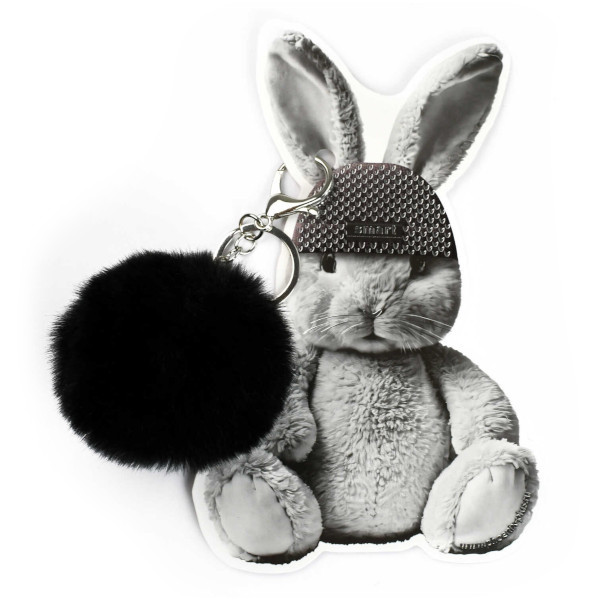 Брелок "Зайка в шапочке" 6*6см, иск.мех, кольцо/карабин, черный 70869 Феникс+