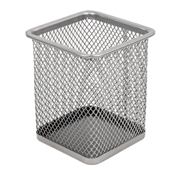 Подставка-стакан для пиш. прин. 8*9,5см, квадр., металл, серый DV-13407GR Darvish